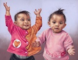 Twins  detailed pastel